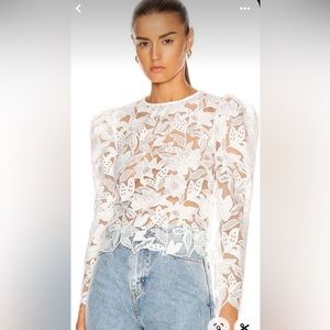 Self-Portrait Long Sleeve Leaf Guipure Top